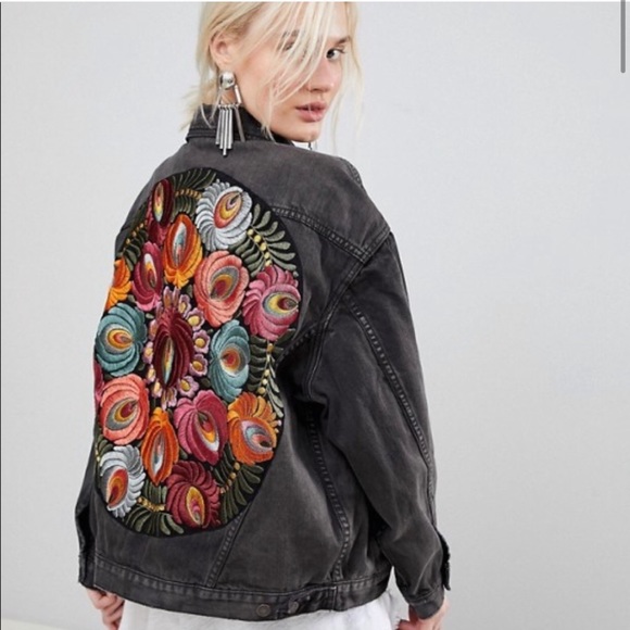 RELISTED Boho Embroidered Oversized Embroidered Jean Jacket - Picture 4 of 14